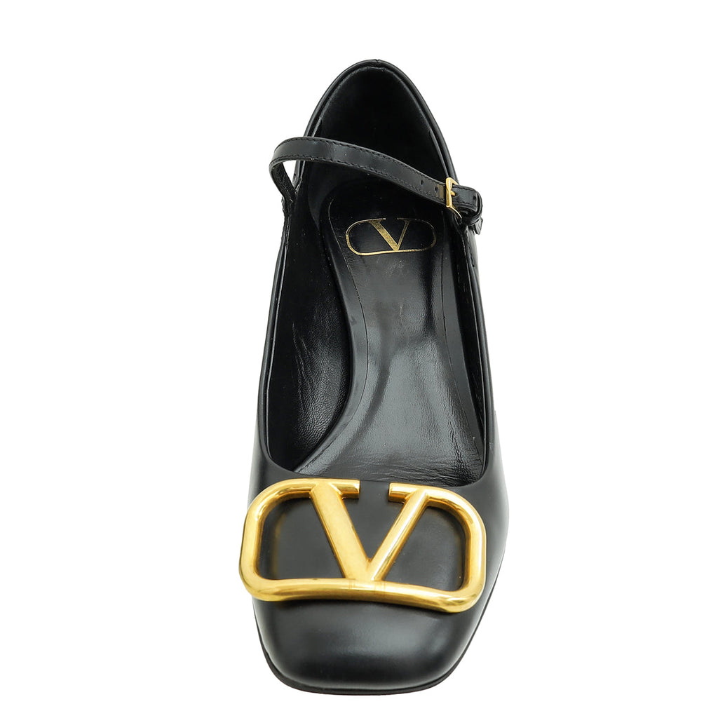 Valentino Black VLogo Mary Jane Pumps 35.5