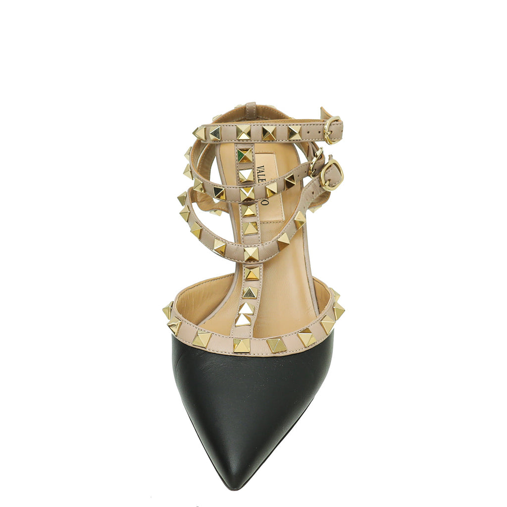 Valentino Bicolor Rockstud Caged Ankle Strap Sandals 35