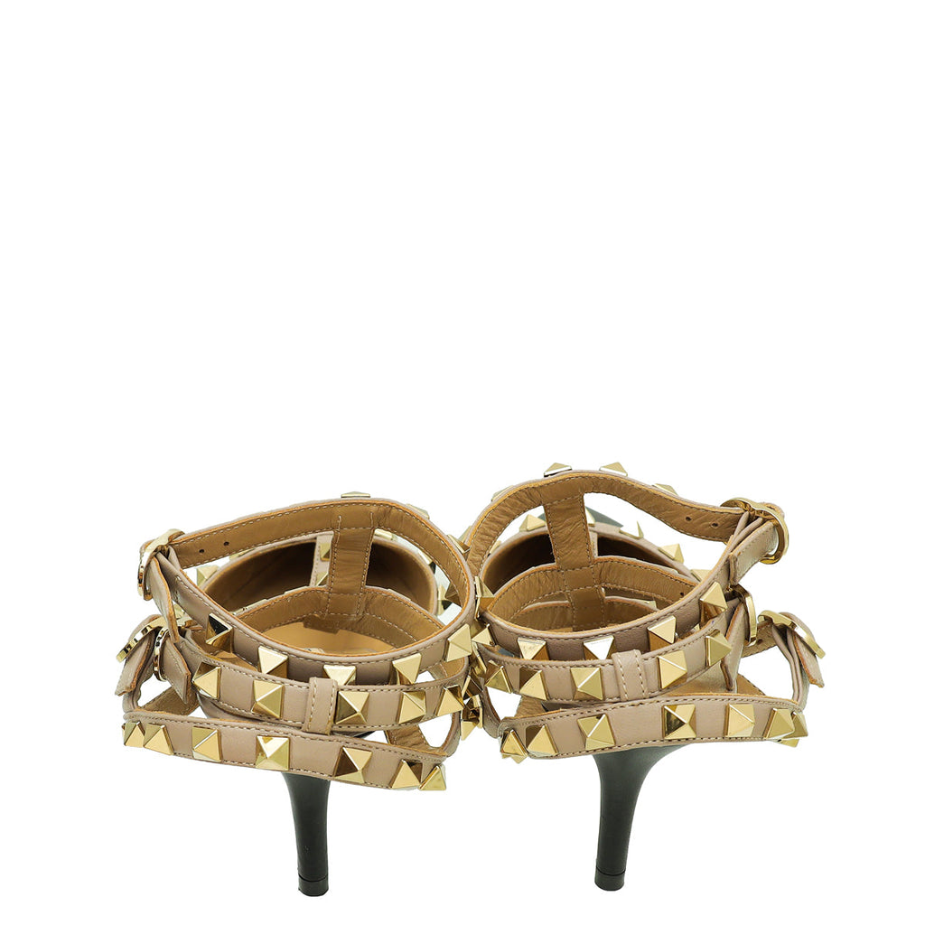 Valentino Bicolor Rockstud Caged Ankle Strap Sandals 35