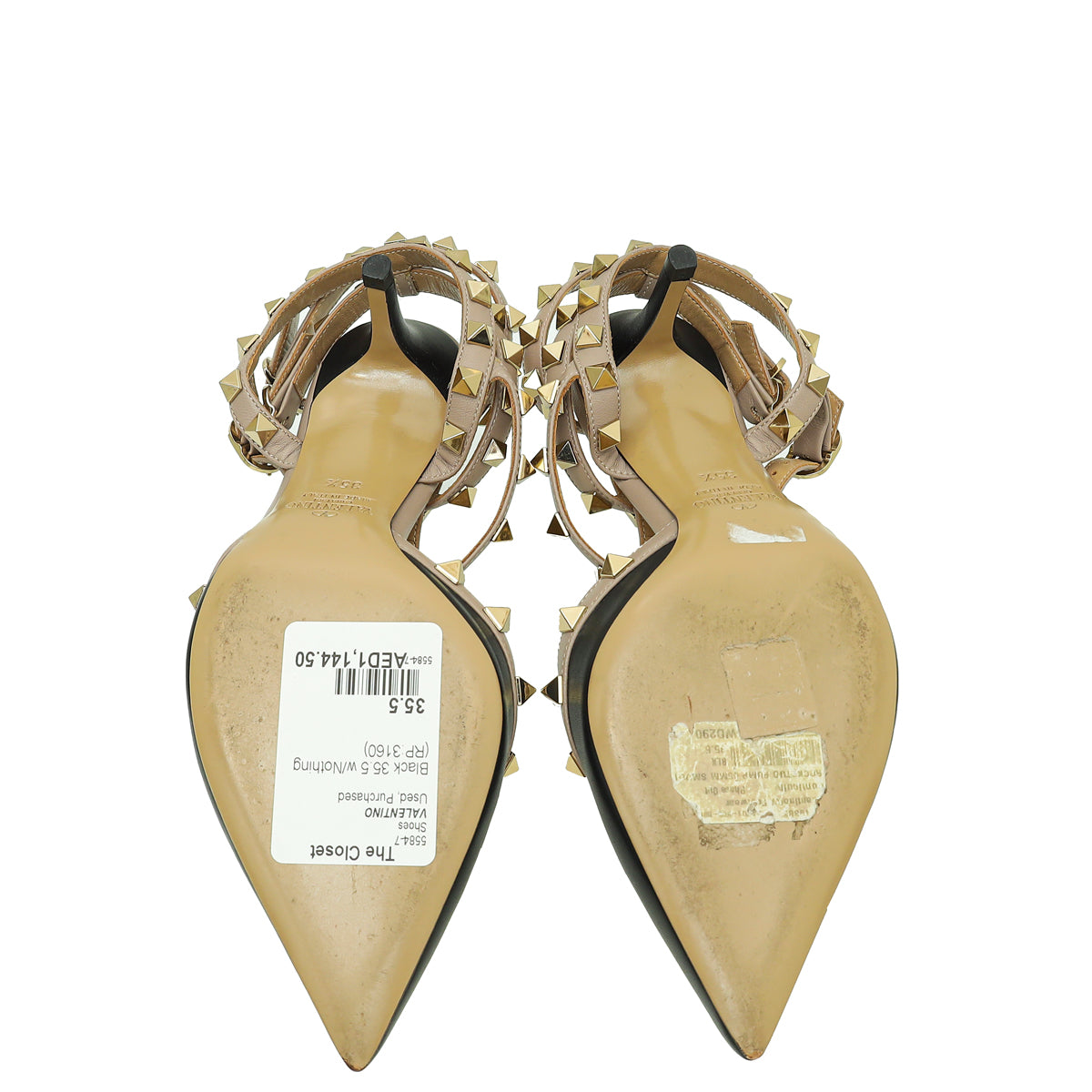 Valentino Bicolor Rockstud Caged Ankle Strap Sandals 35