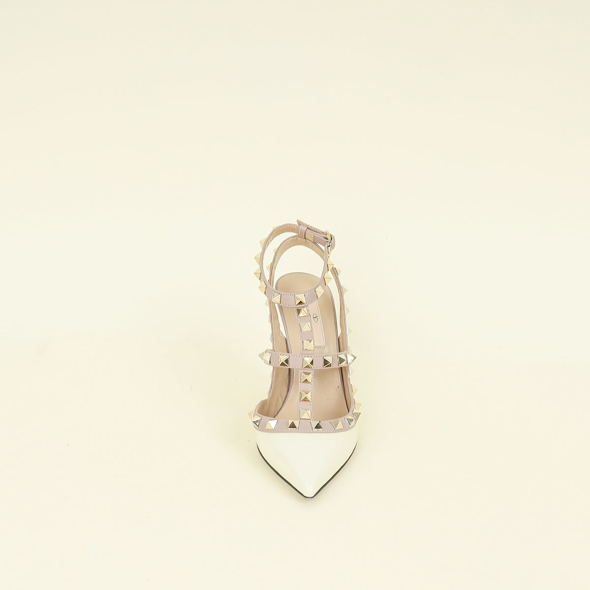 Valentino Ivory Cream Rockstud Caged Ankle Pump 35