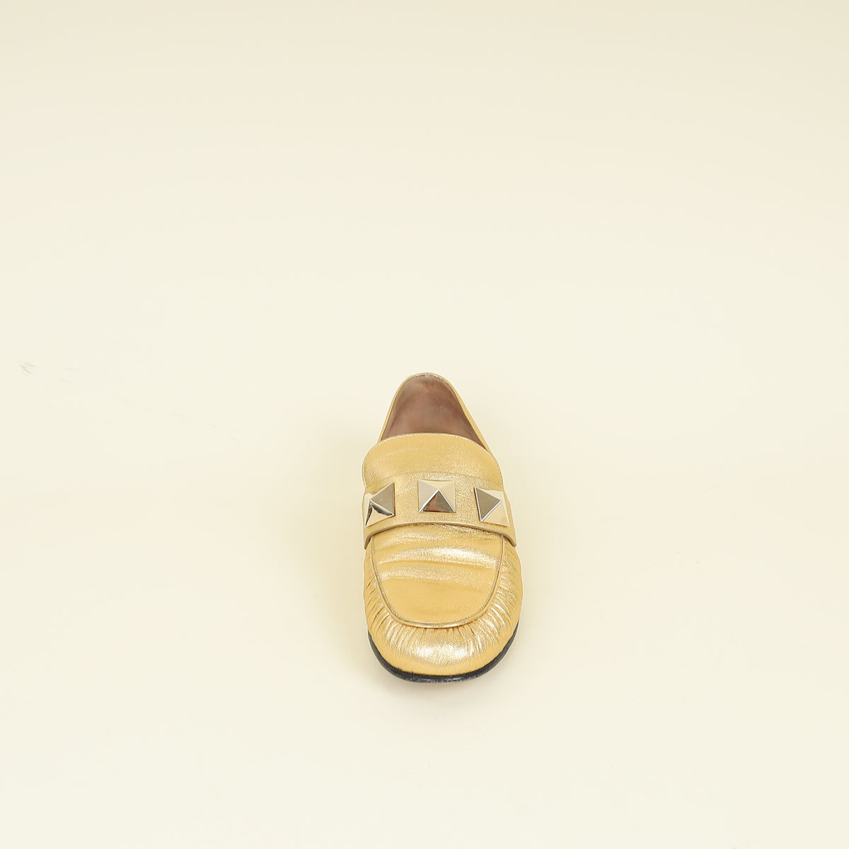 Valentino Metallic Gold Rockstud Slip On Loafers 36.5