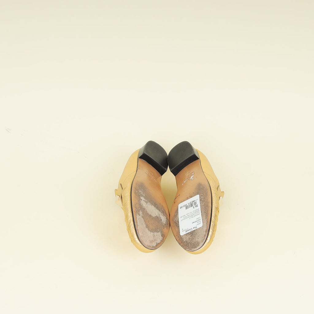 Valentino Metallic Gold Rockstud Slip On Loafers 36.5