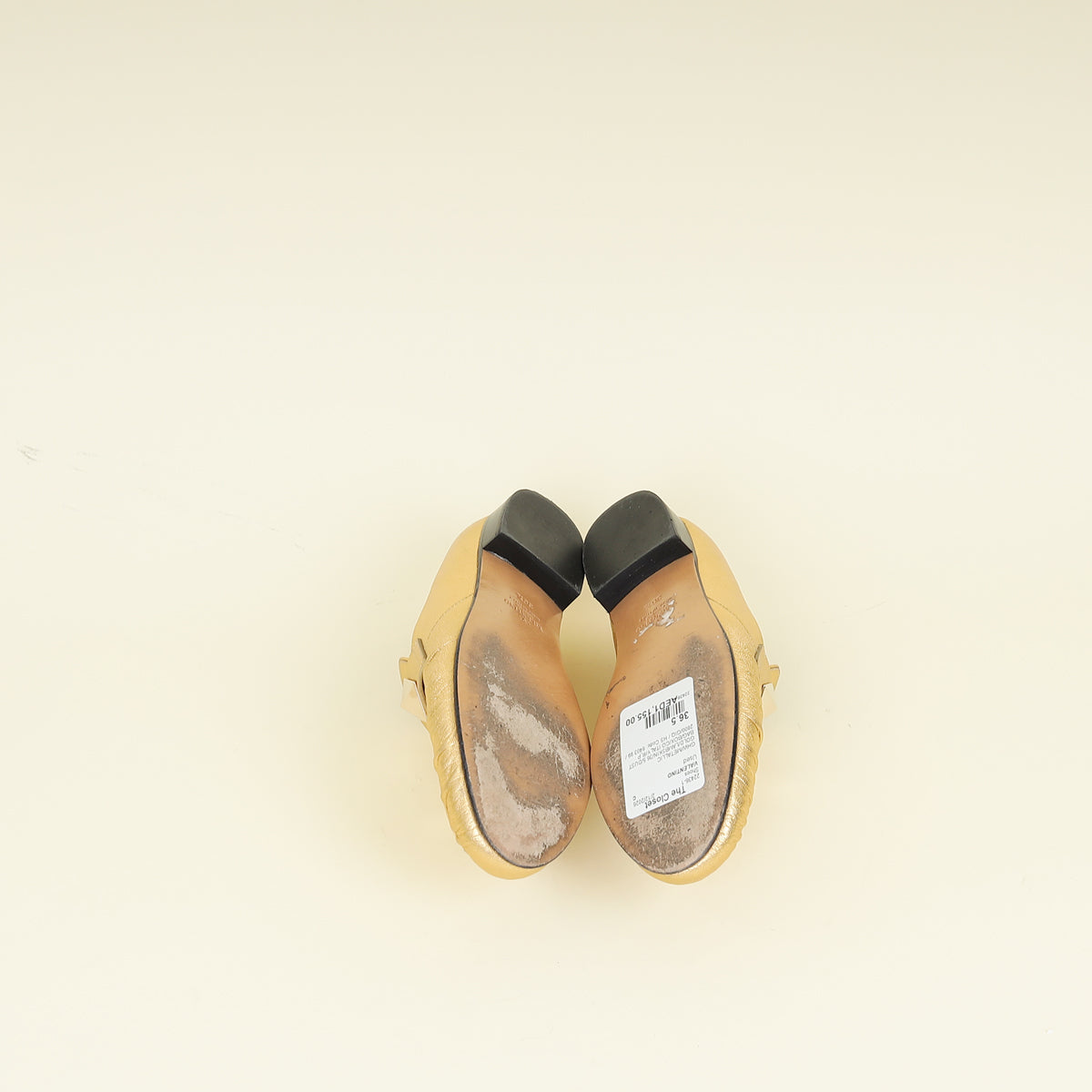 Valentino Metallic Gold Rockstud Slip On Loafers 36.5