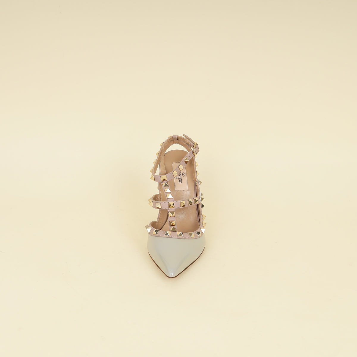Valentino Light Grey Rockstud Caged 100 Pumps 36.5