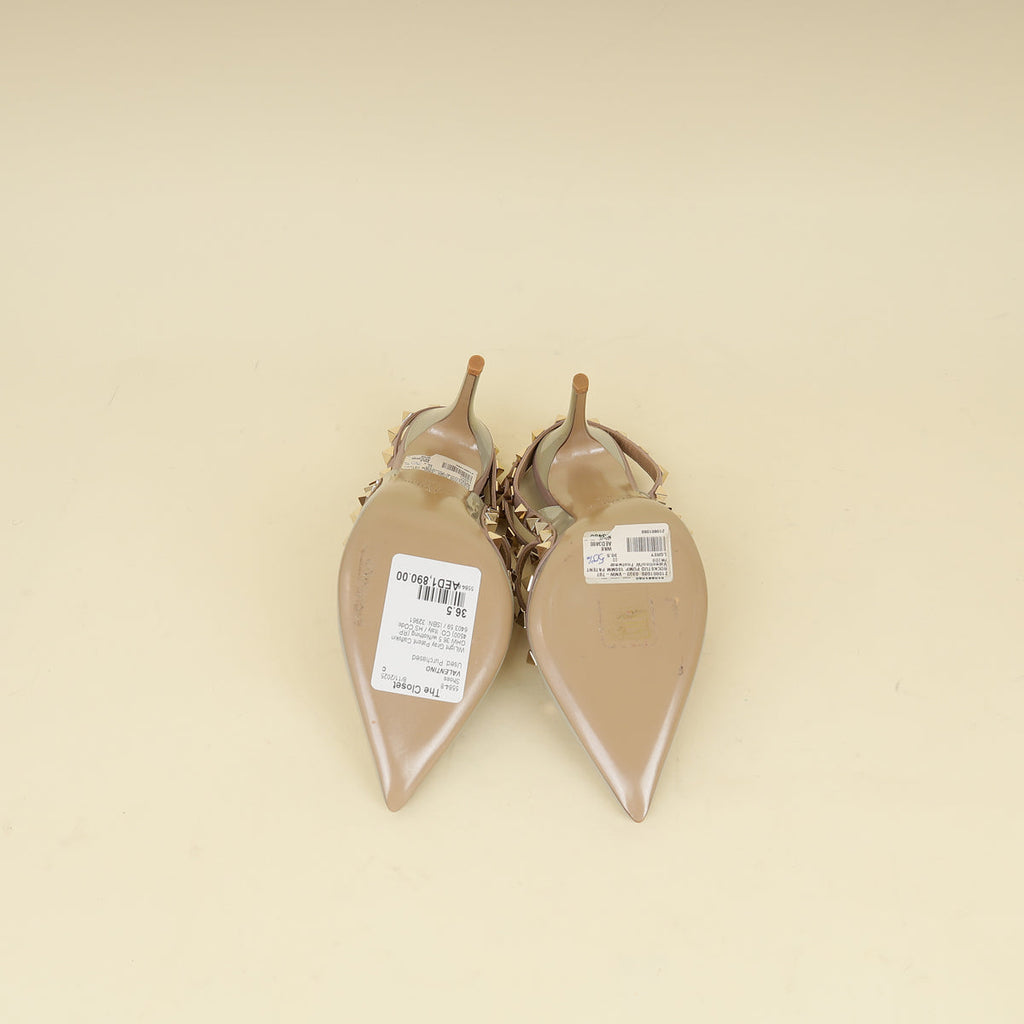 Valentino Light Grey Rockstud Caged 100 Pumps 36.5