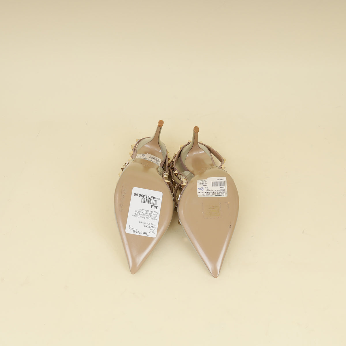 Valentino Light Grey Rockstud Caged 100 Pumps 36.5