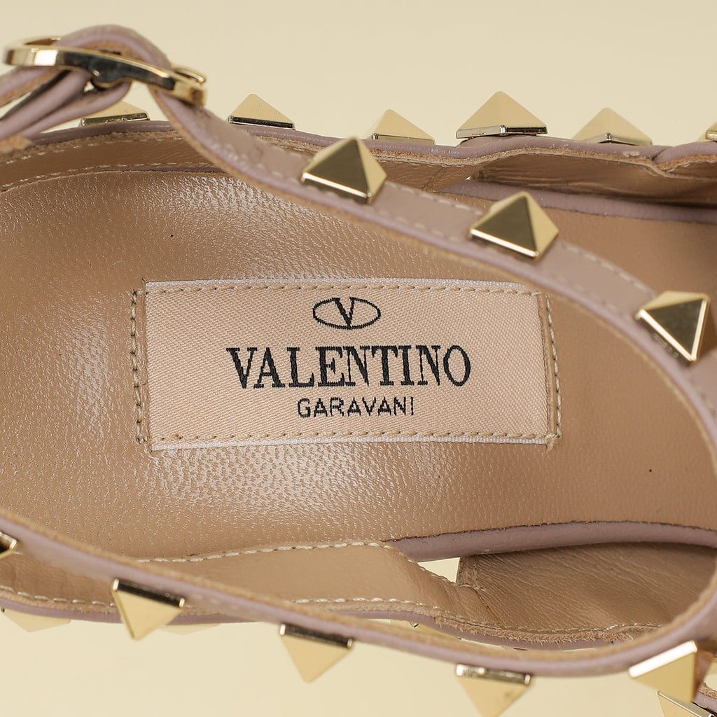 Valentino Light Grey Rockstud Caged 100 Pumps 36.5