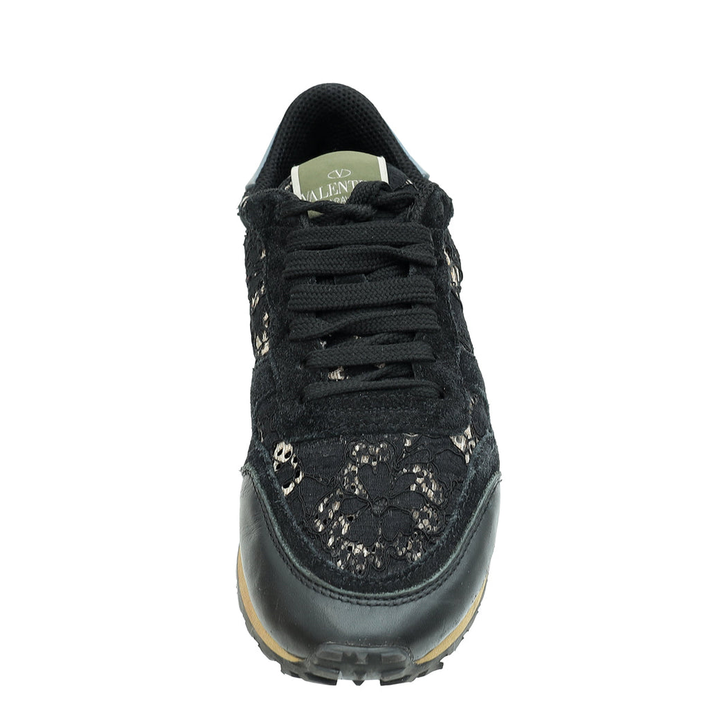 Valentino Black Multicolor Lace Rockrunner Sneaker 36