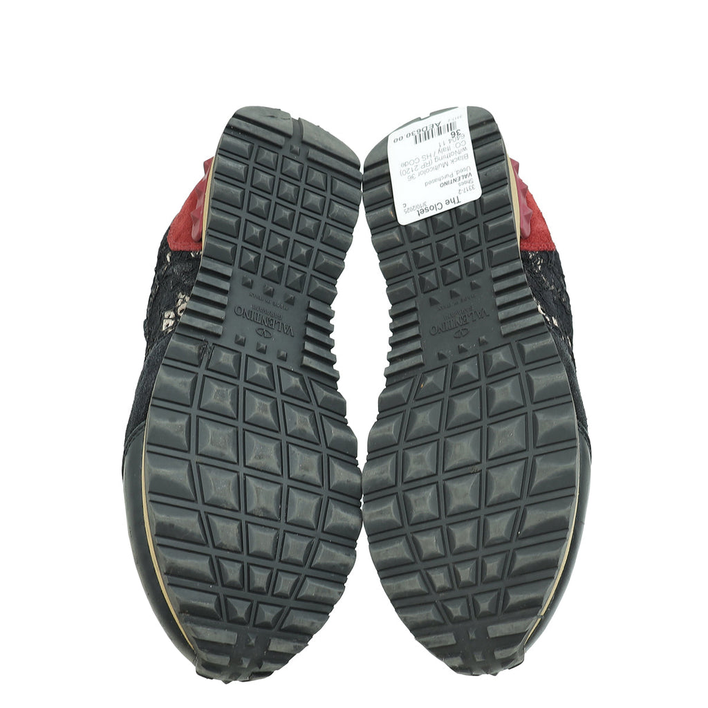 Valentino Black Multicolor Lace Rockrunner Sneaker 36