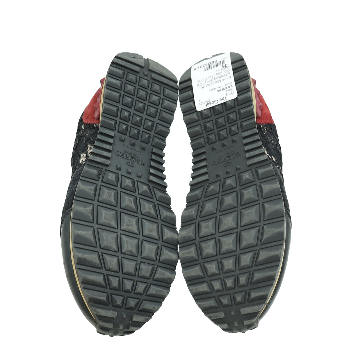 Valentino Black Multicolor Lace Rockrunner Sneaker 36