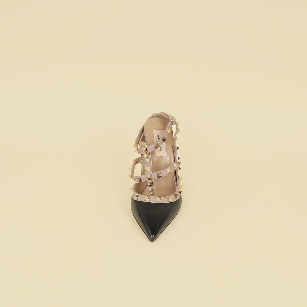Valentino Black Rockstud Caged 100 Pumps 36