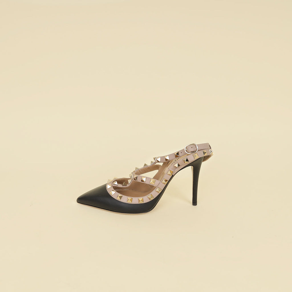 Valentino Black Rockstud Caged 100 Pumps 36