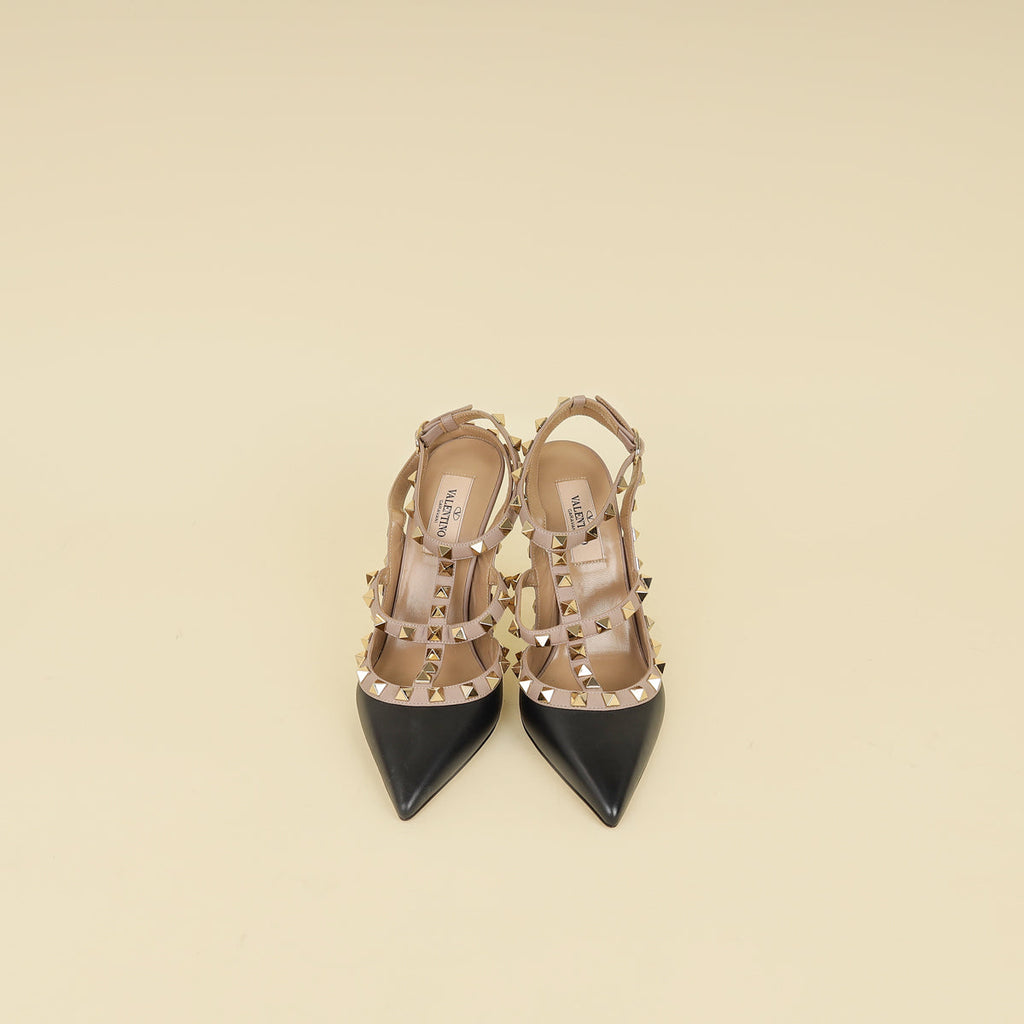 Valentino Black Rockstud Caged 100 Pumps 36