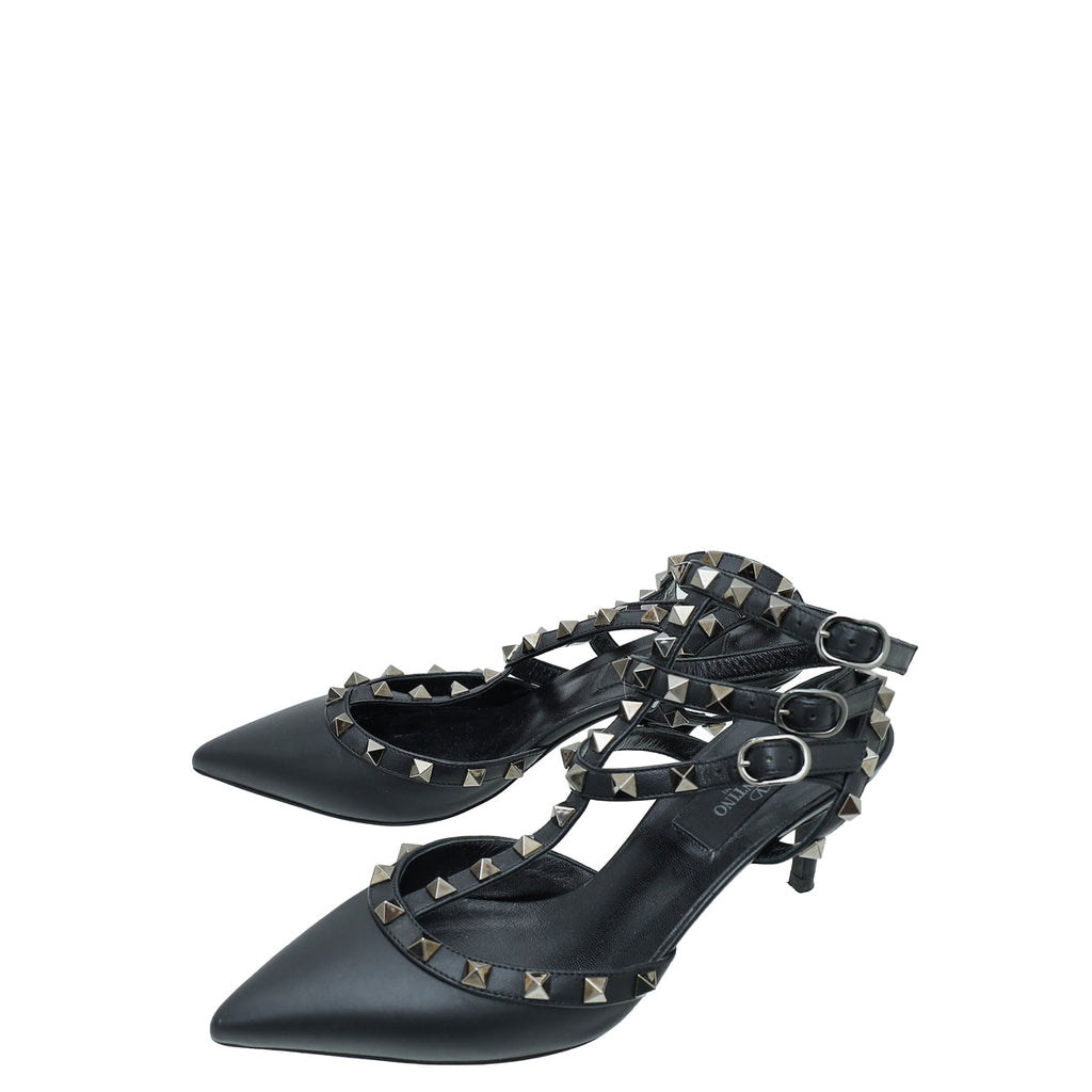 Valentino Black Rockstud Caged Pump 36