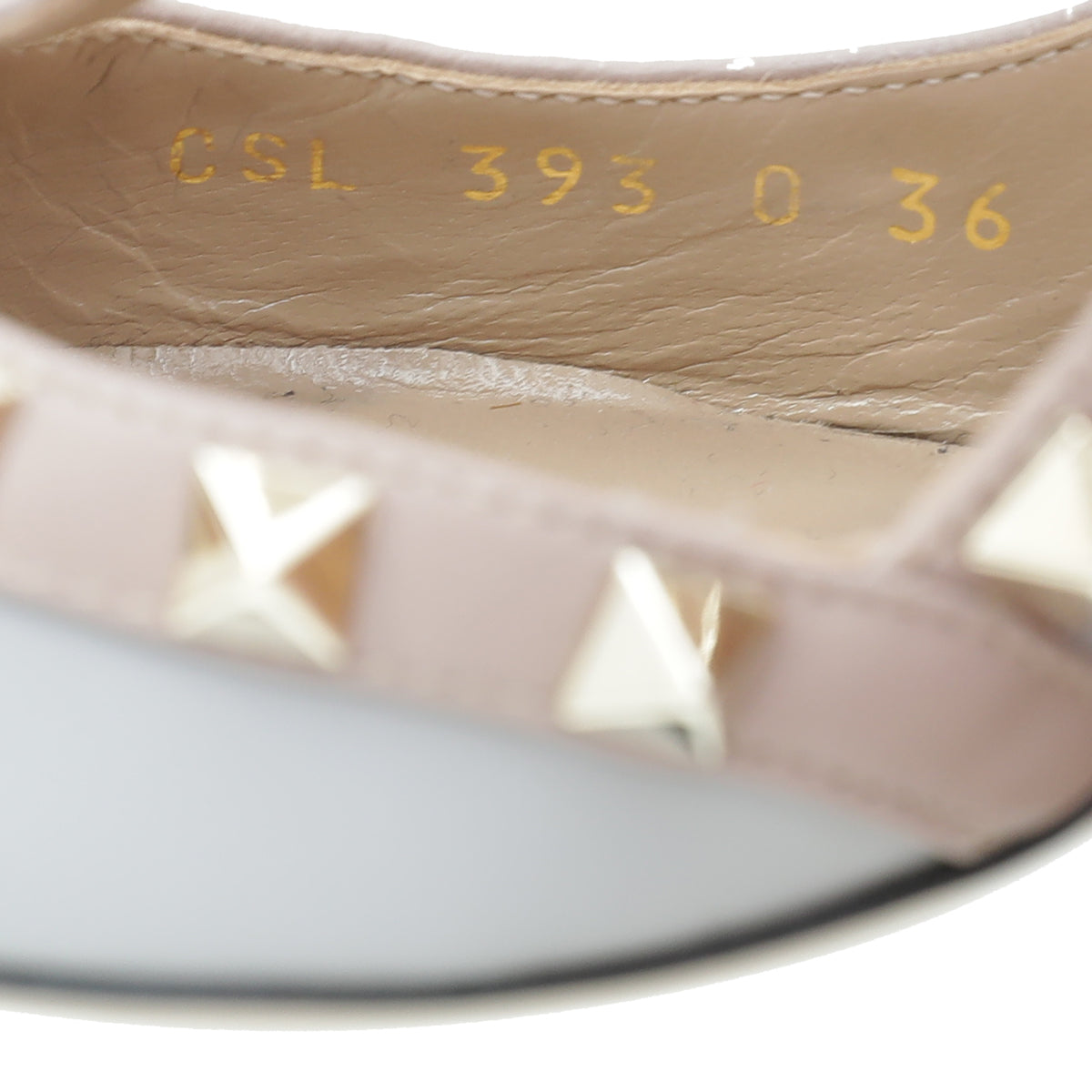 Valentino Pale Grayish Blue Rockstud Caged Ankle Strap Pumps 36