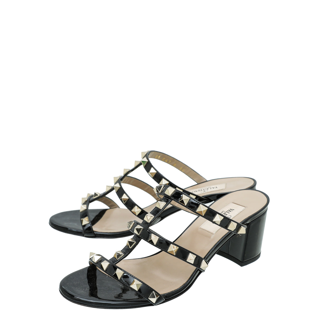 Valentino Black Rockstud Block Heeled Mules 36