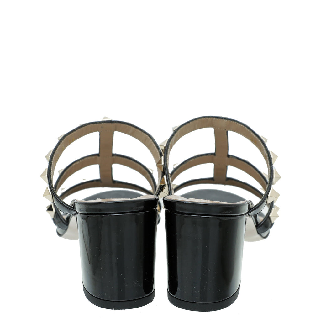 Valentino Black Rockstud Block Heeled Mules 36