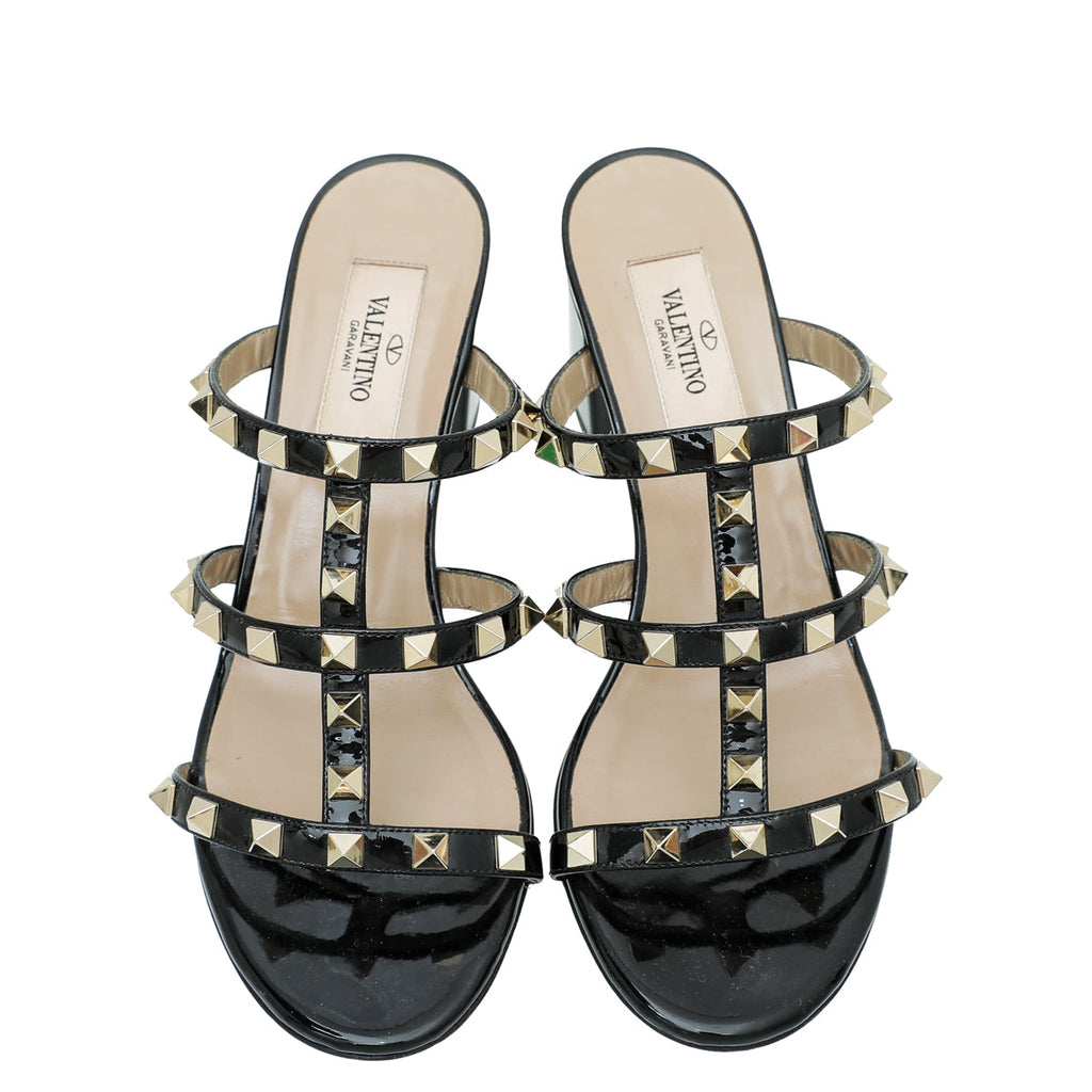 Valentino Black Rockstud Block Heeled Mules 36