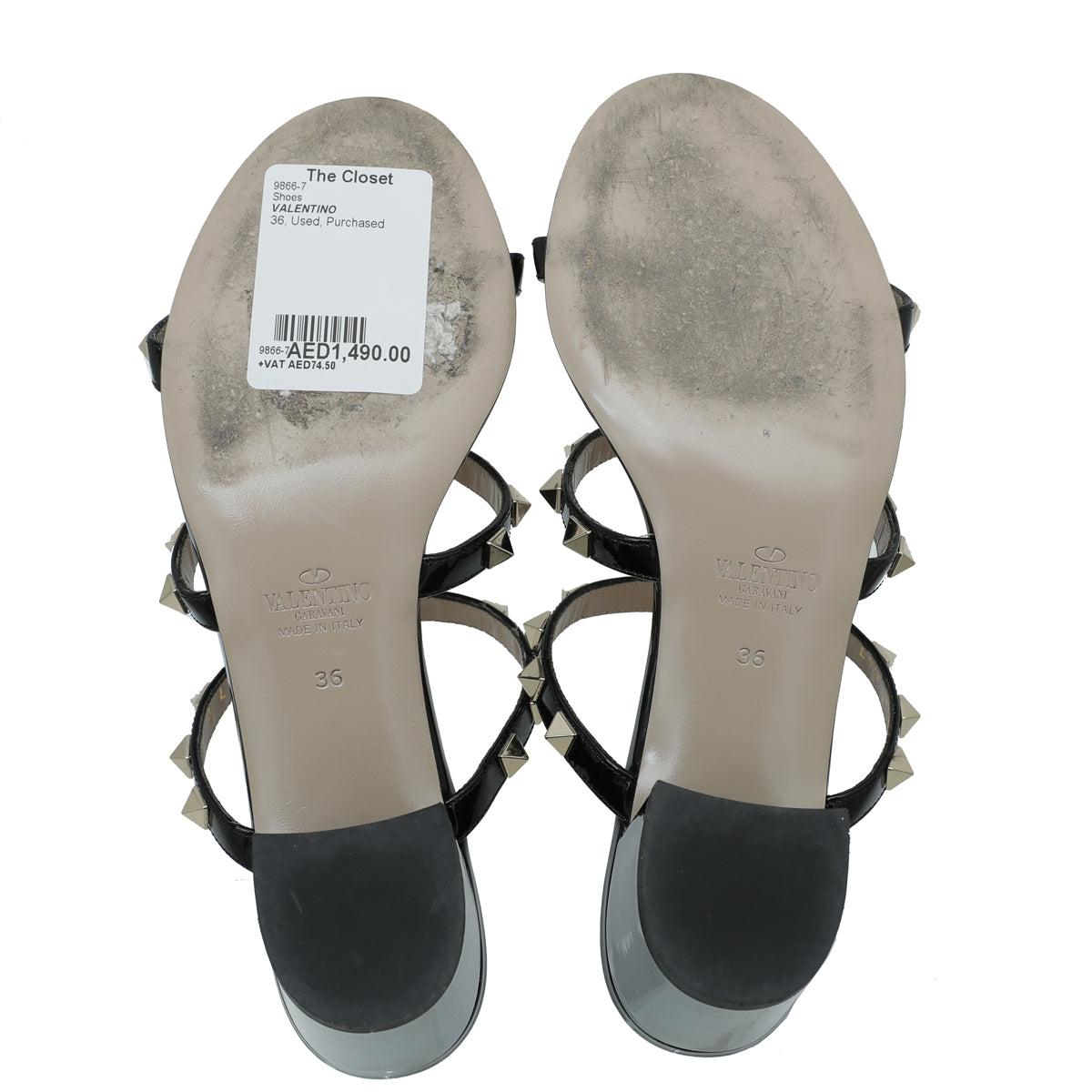 Valentino Black Rockstud Block Heeled Mules 36