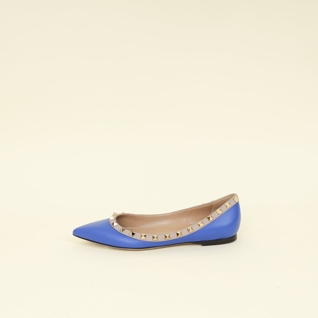 Valentino Blue Rockstud Ballerina Flats 37