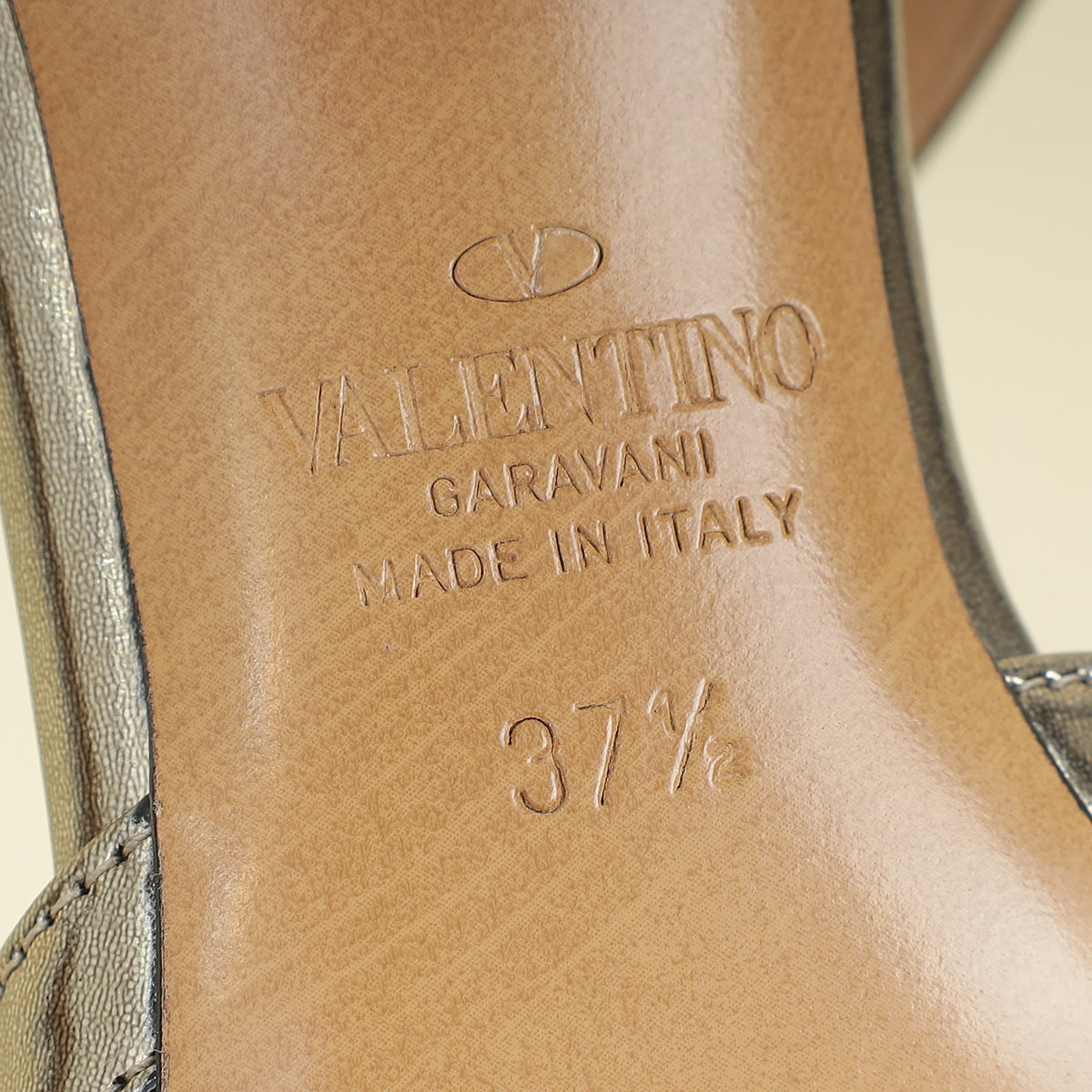 Valentino Metallic Bronze Rockstud Caged Ankle Strap Pumps 37.5