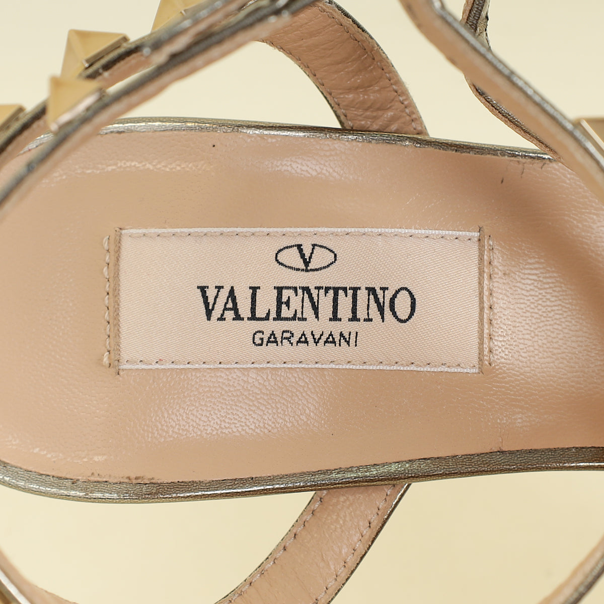 Valentino Metallic Bronze Rockstud Caged Ankle Strap Pumps 37.5