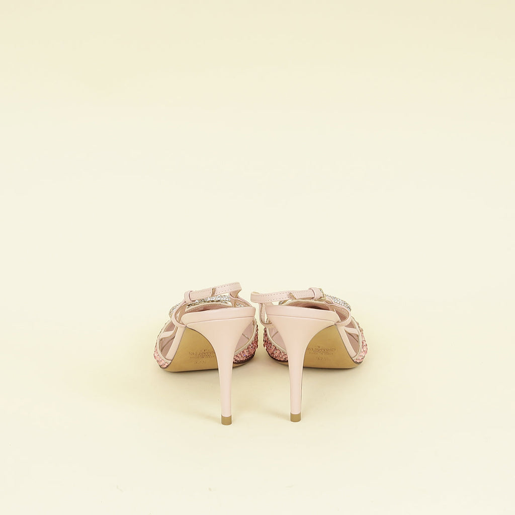 Valentino Bicolor VLogo Signature Embellished Slingback Pumps 37.5