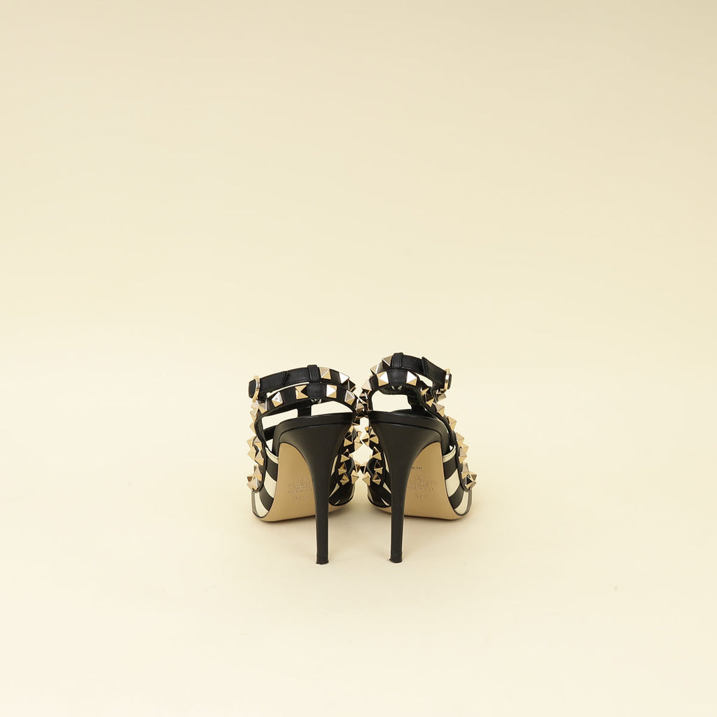 Valentino Bicolor Striped Rockstud Caged Pumps 37.5