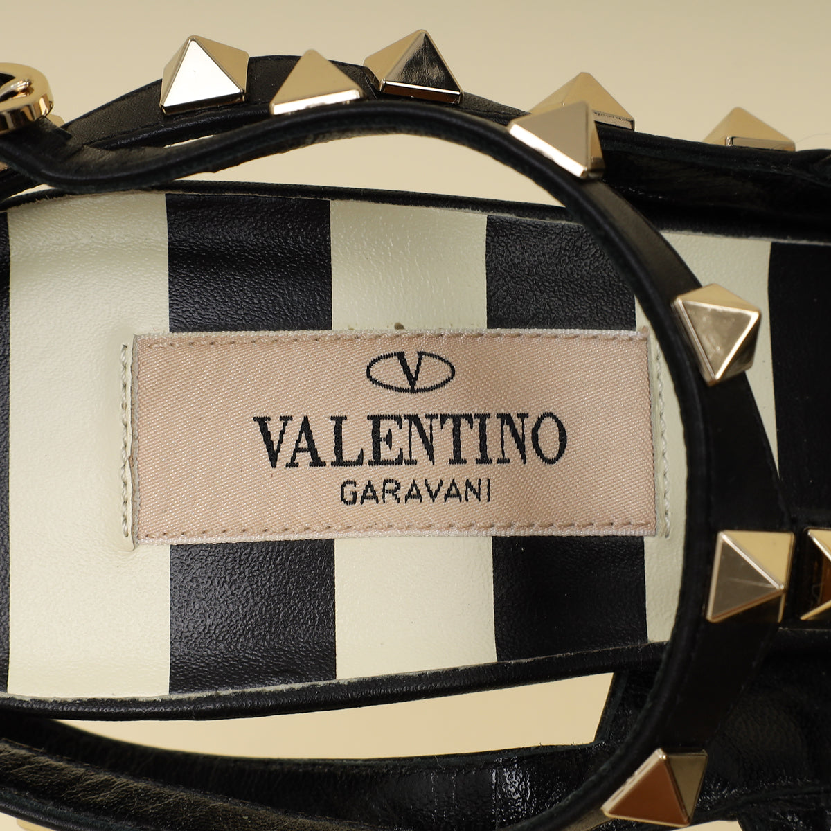 Valentino Bicolor Striped Rockstud Caged Pumps 37.5