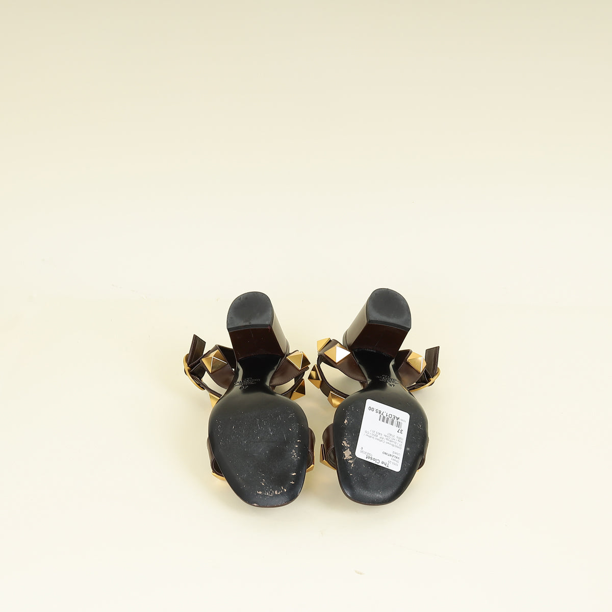 Valentino Brown Roman Stud Sandals 37