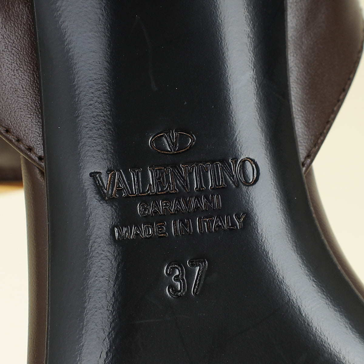 Valentino Brown Roman Stud Sandals 37
