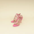 Valentino Pink CC Rockstud Ankle Strap Caged Sandal 37