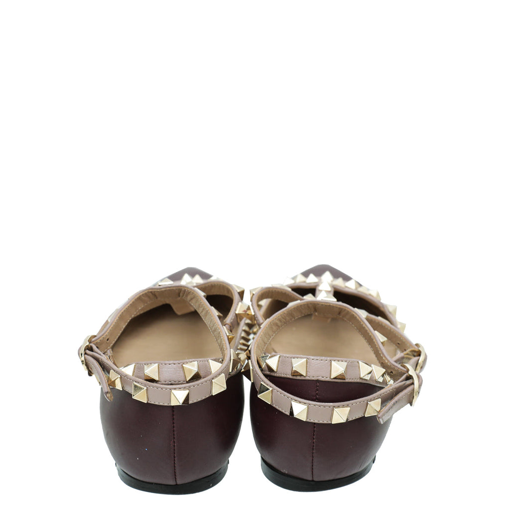 Valentino Bicolor Rockstud Caged Ballet Flats 37