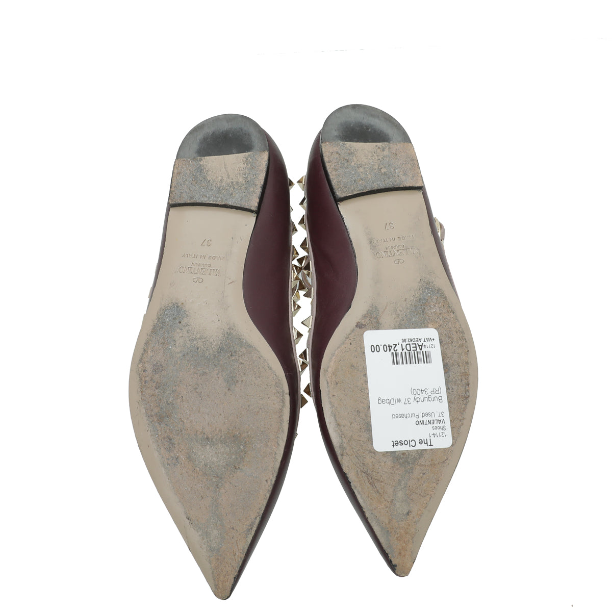 Valentino Bicolor Rockstud Caged Ballet Flats 37