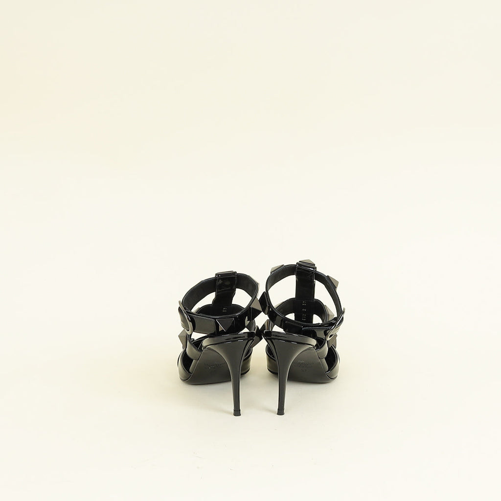 Valentino Black Roman Stud Ankle Strap Pump 37