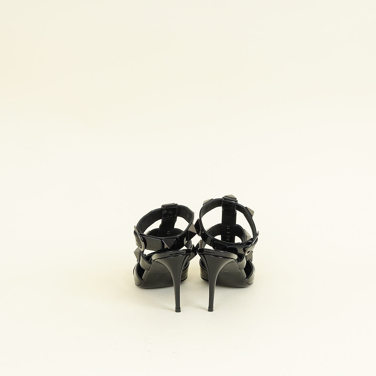Valentino Black Roman Stud Ankle Strap Pump 37