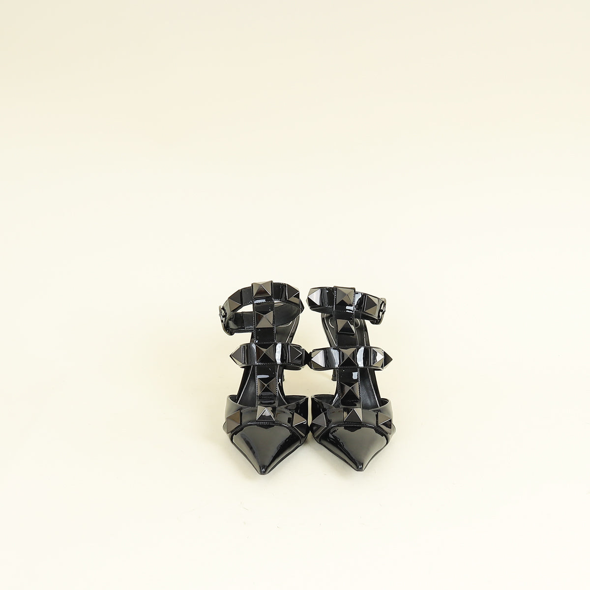 Valentino Black Roman Stud Ankle Strap Pump 37