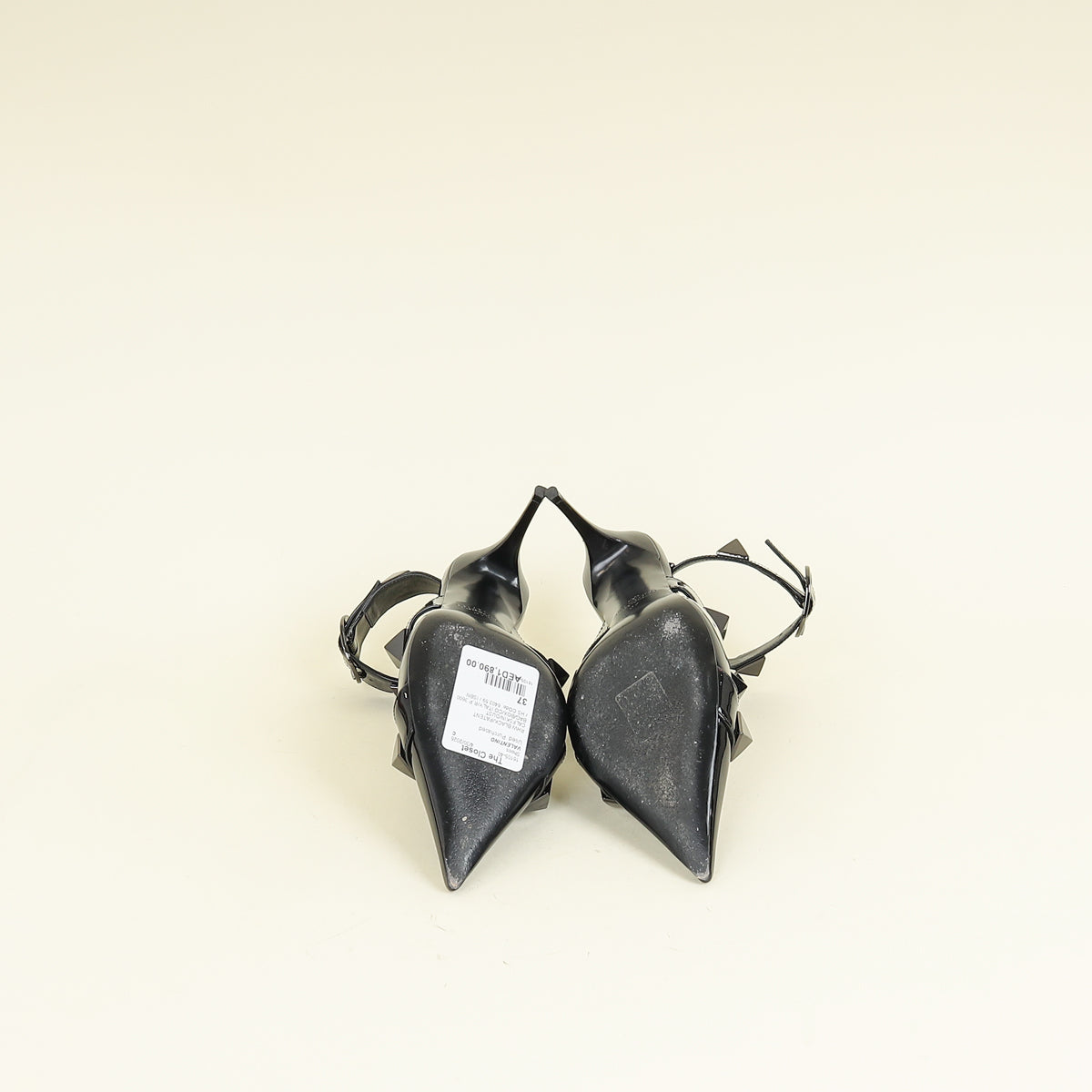 Valentino Black Roman Stud Ankle Strap Pump 37