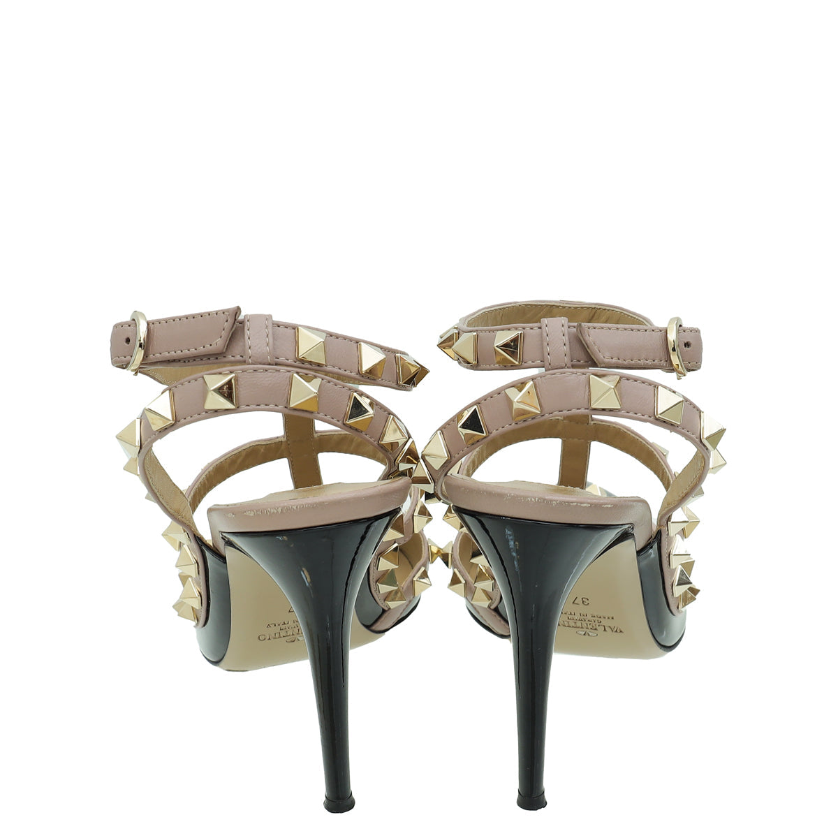 Valentino Bicolor Rockstud Caged Ankle Strap 100 Pumps 37
