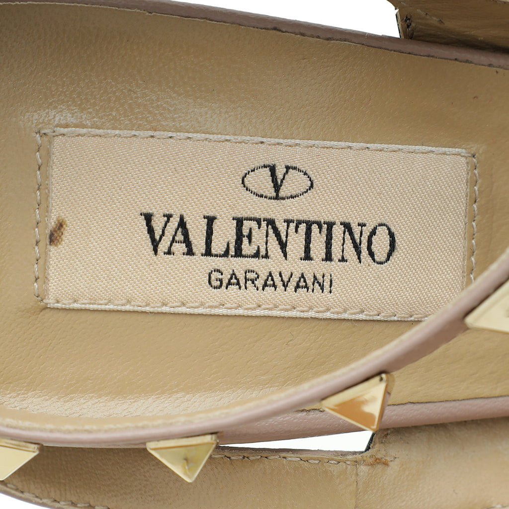 Valentino Bicolor Rockstud Caged Ankle Strap 100 Pumps 37