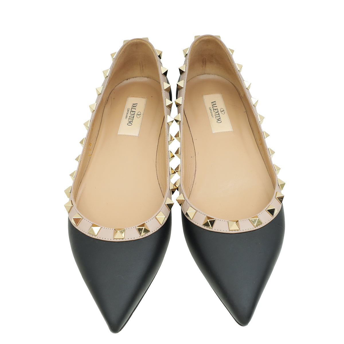 Valentino Black RockStud Flat Ballerina 37