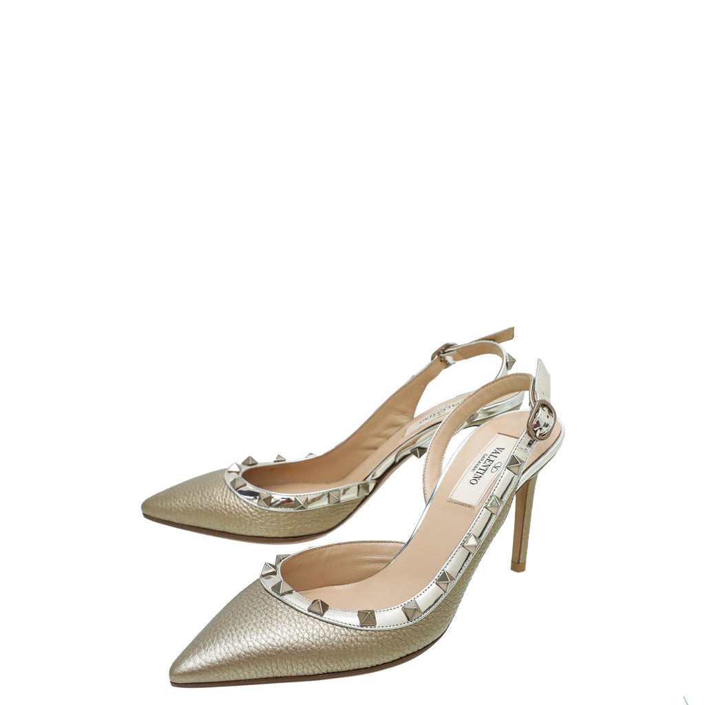 Valentino Bicolor Rockstud Half D'Orsay Slingback 37