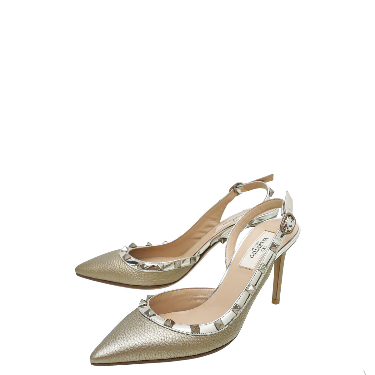 Valentino Bicolor Rockstud Half D'Orsay Slingback 37