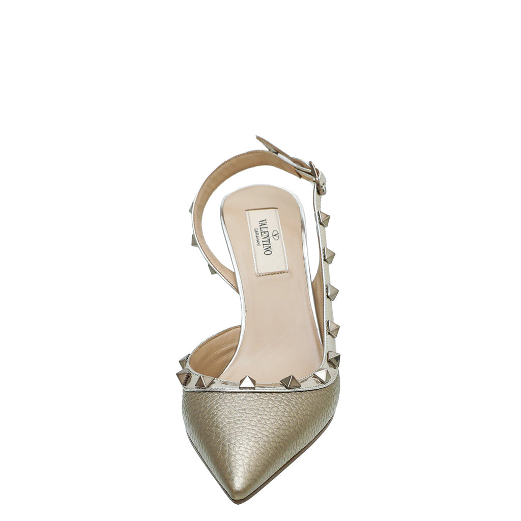 Valentino Bicolor Rockstud Half D'Orsay Slingback 37