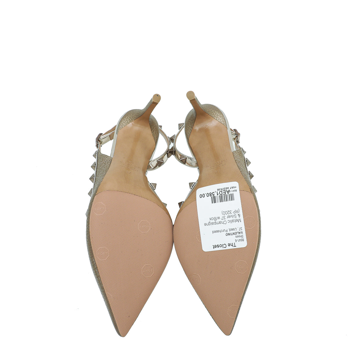 Valentino Bicolor Rockstud Half D'Orsay Slingback 37