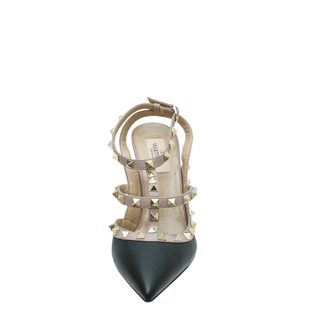 Valentino Bicolor Rockstud Caged Ankle Strap Pump 38.5