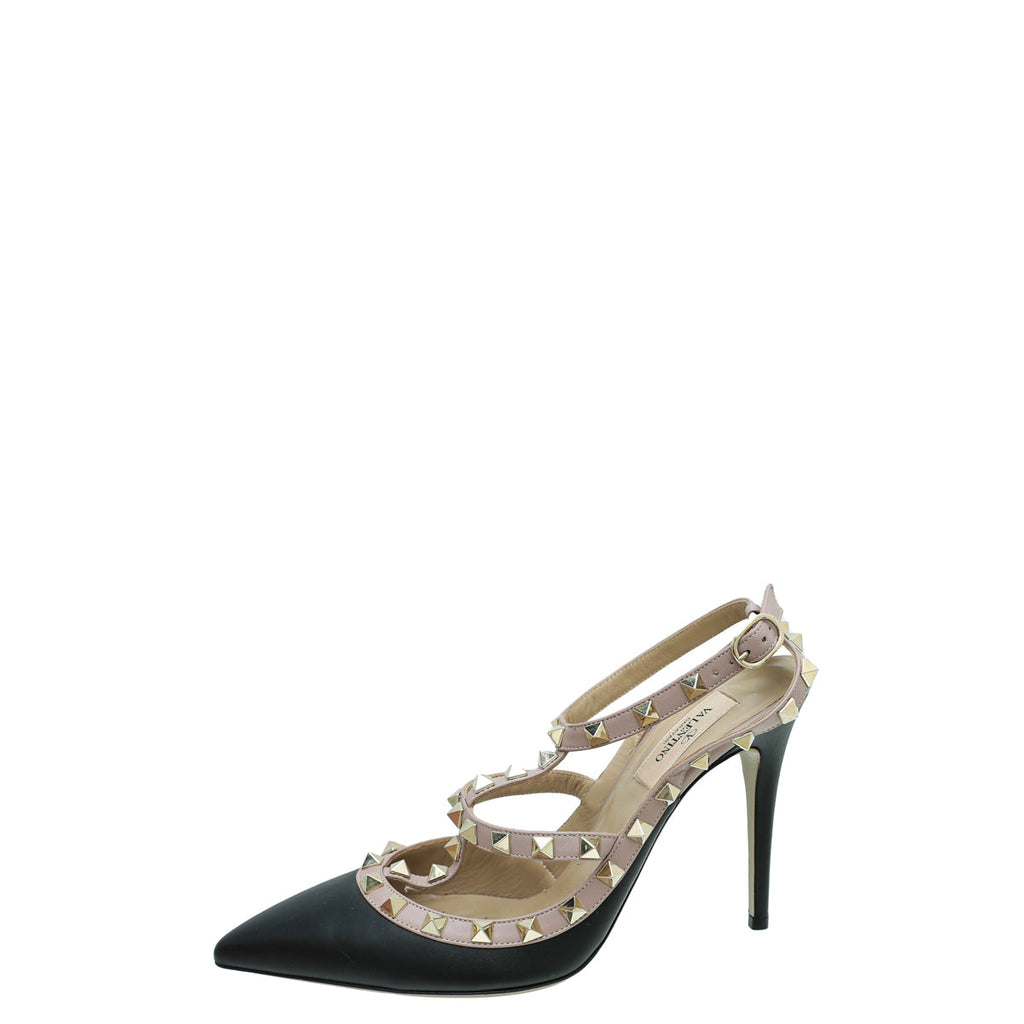 Valentino Bicolor Rockstud Caged Ankle Strap Pump 38.5
