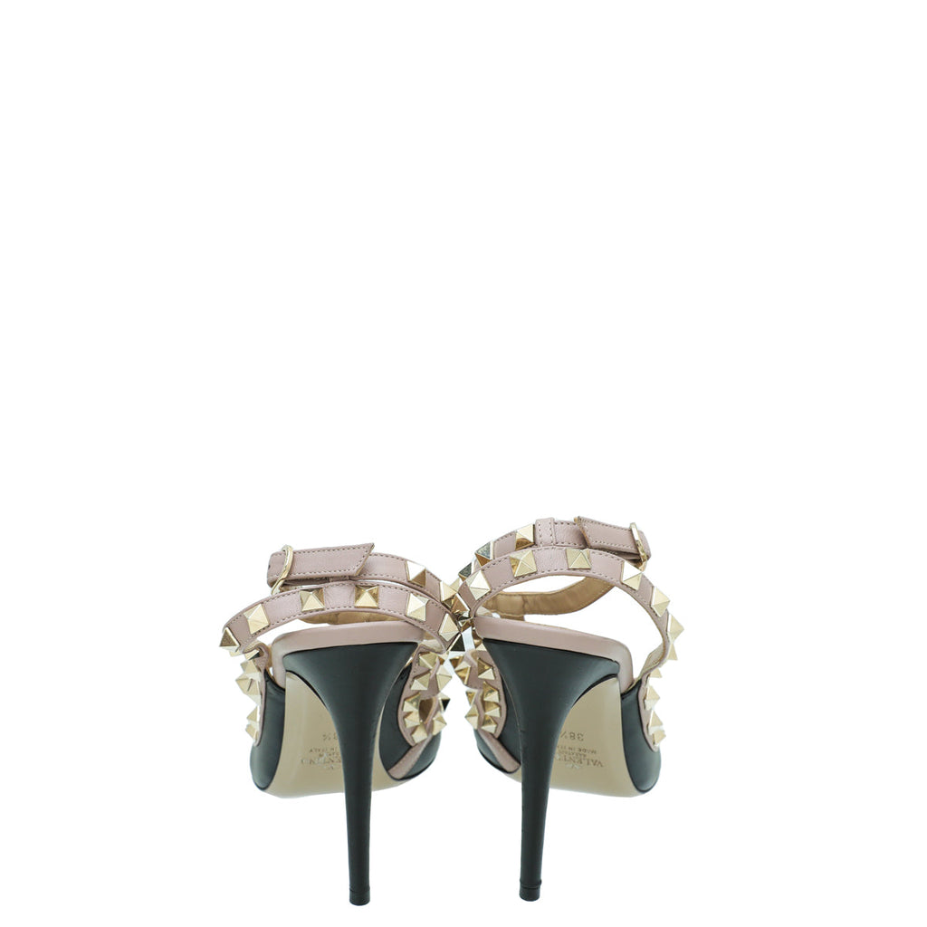 Valentino Bicolor Rockstud Caged Ankle Strap Pump 38.5