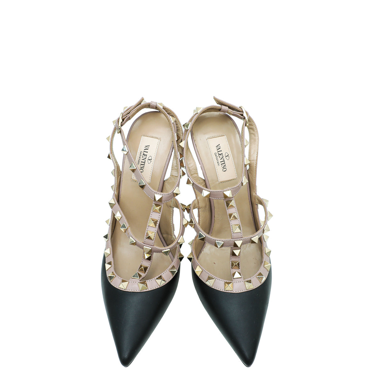 Valentino Bicolor Rockstud Caged Ankle Strap Pump 38.5